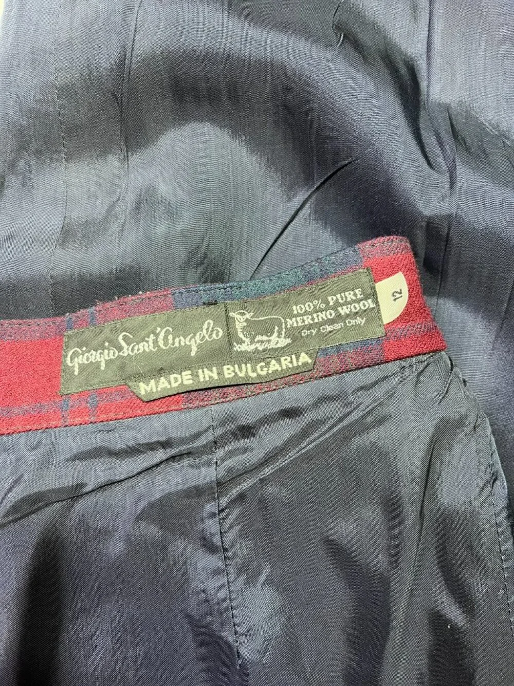 Vintage Giorgio Sant'Angelo Size 12 Wool Plaid Trousers Pleat-Front Lined